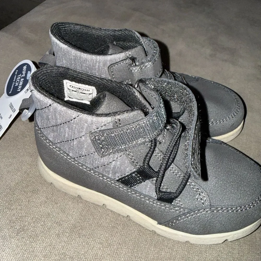 NWT- OshKosh B'gosh Gray Kids Sneakers- Size 9